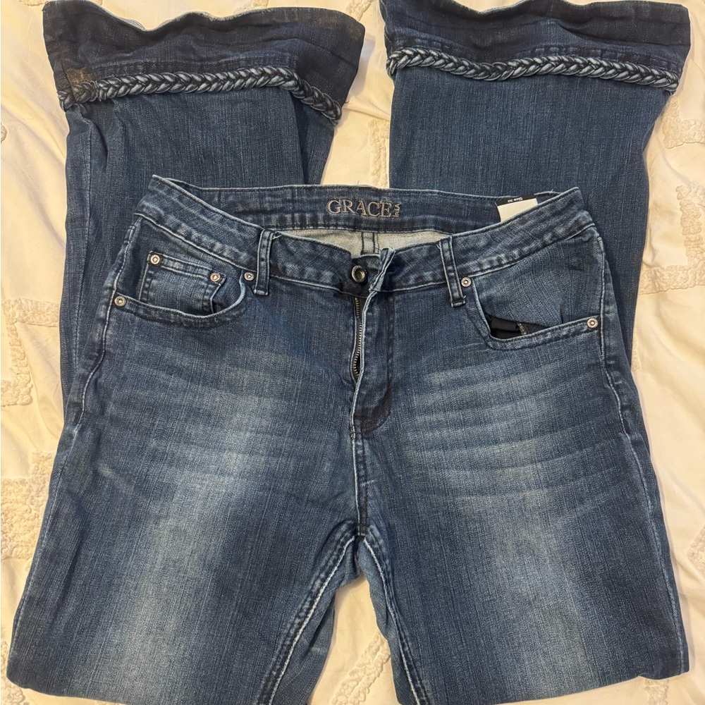 Grace in LA Women's Jeans with Braid Cuff